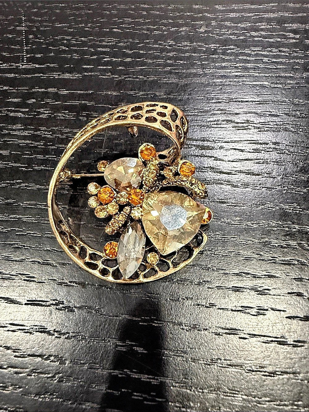 Gold-Tone Jeweled Brooch